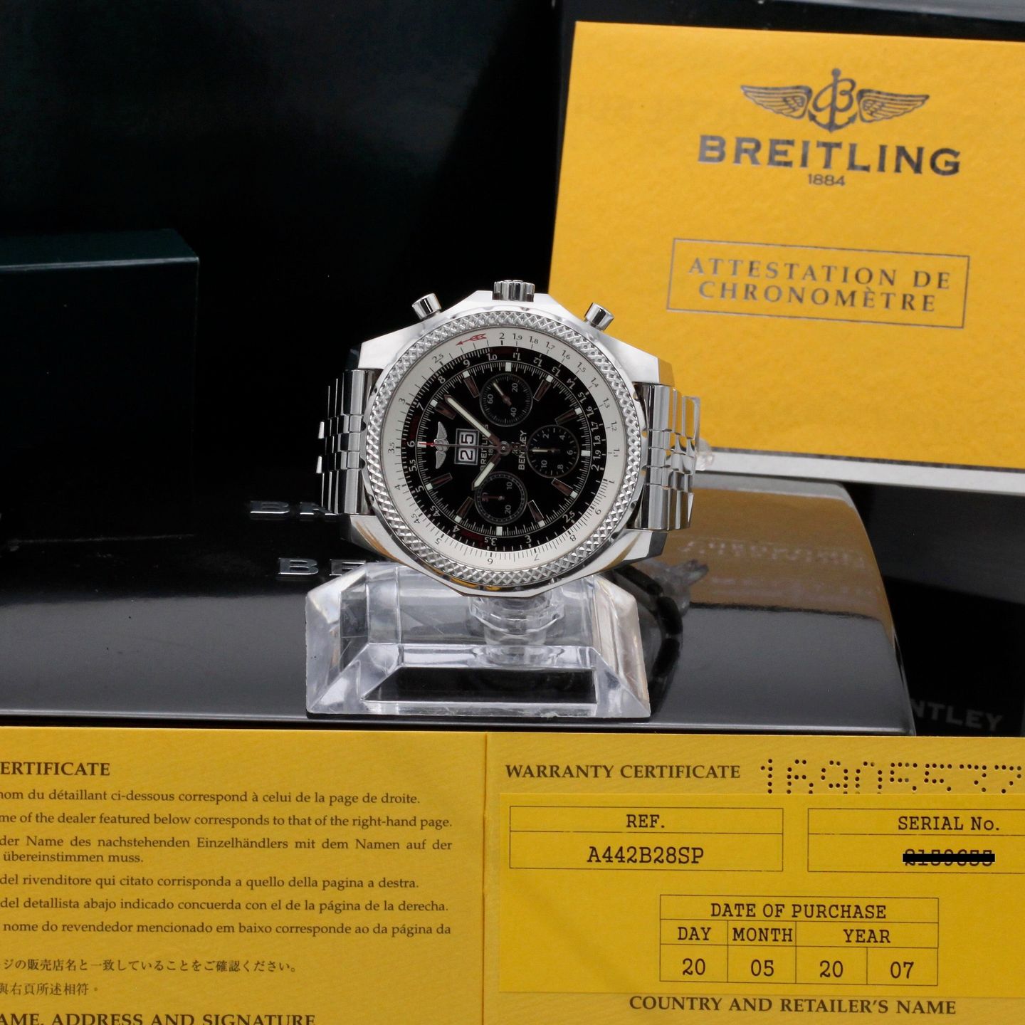 Breitling Bentley 6.75 A44362 (2007) - Black dial 48 mm Steel case (3/8)