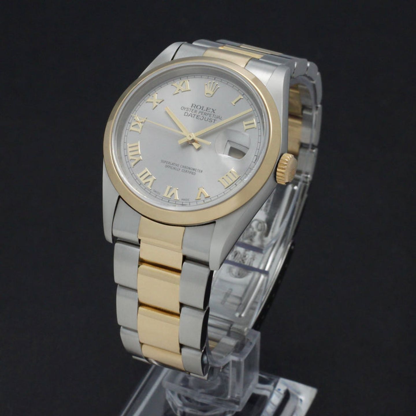 Rolex Datejust 36 16203 (2001) - Grijs wijzerplaat 36mm Goud/Staal (2/7)