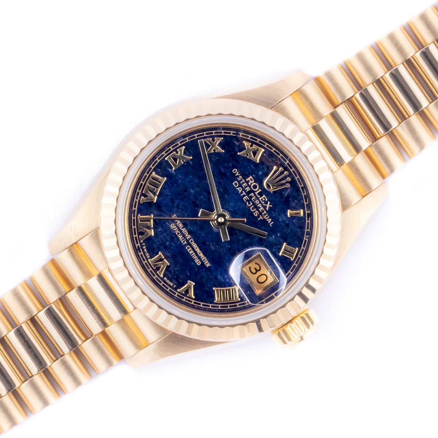 Rolex Lady-Datejust 69178 (1990) - Black dial 26 mm Yellow Gold case (1/8)