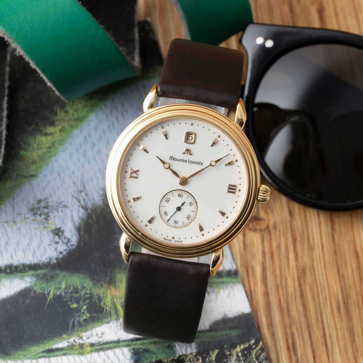 Maurice Lacroix Unknown 93489 (1995) - White dial 36 mm Gold/Steel case (1/8)