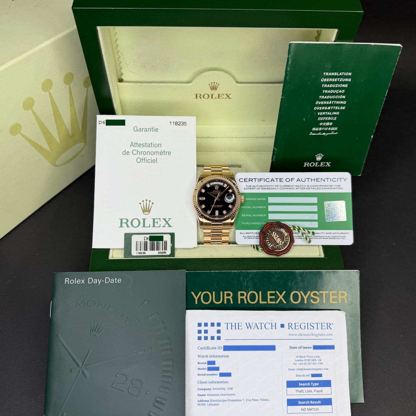 Rolex Day-Date 36 118235 (2006) - Black dial 36 mm Rose Gold case (3/8)