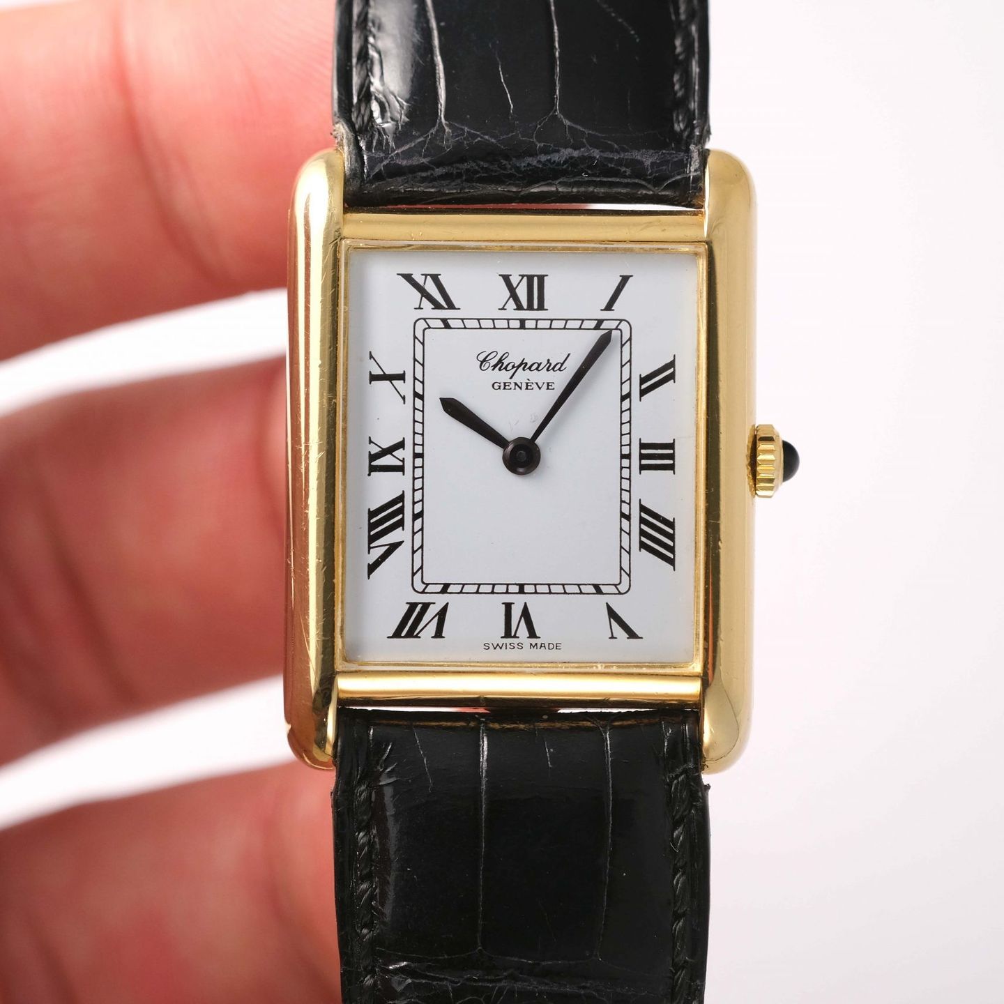 Chopard Tank 2012 (1980) - White dial 33 mm Yellow Gold case (7/8)