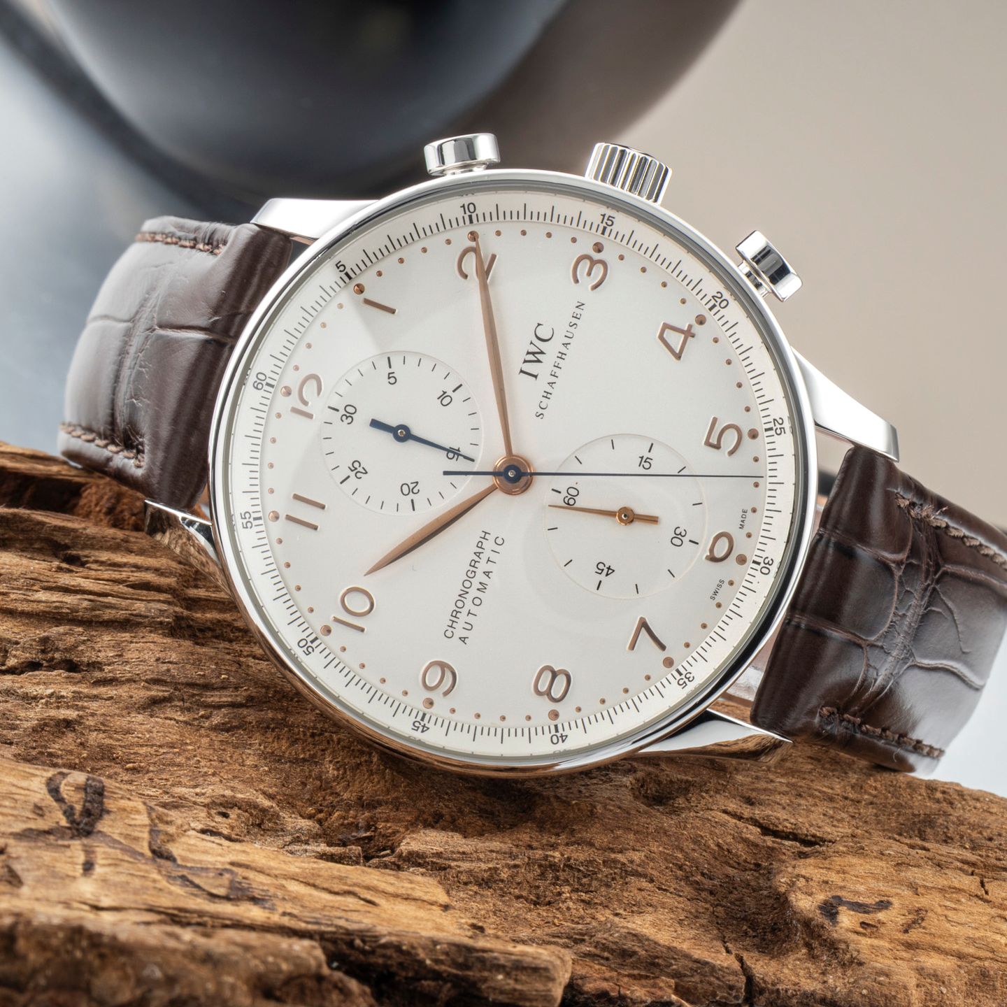 IWC Portuguese Chronograph IW371401 (2000) - Silver dial 41 mm Steel case (2/8)