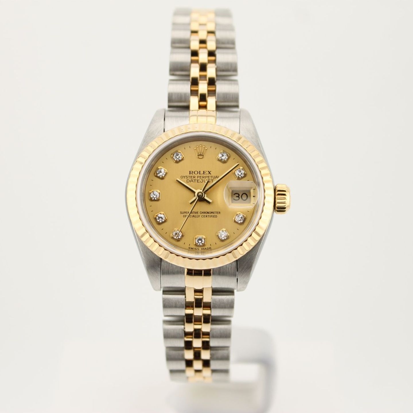 Rolex Lady-Datejust 69173 (1993) - Yellow dial 26 mm Gold/Steel case (1/8)