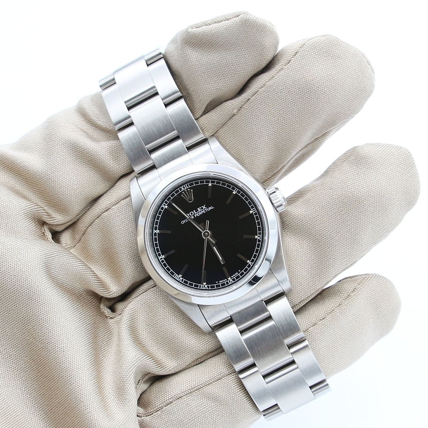 Rolex Oyster Perpetual 31 67480 (Unknown (random serial)) - Black dial 31 mm Steel case (7/8)