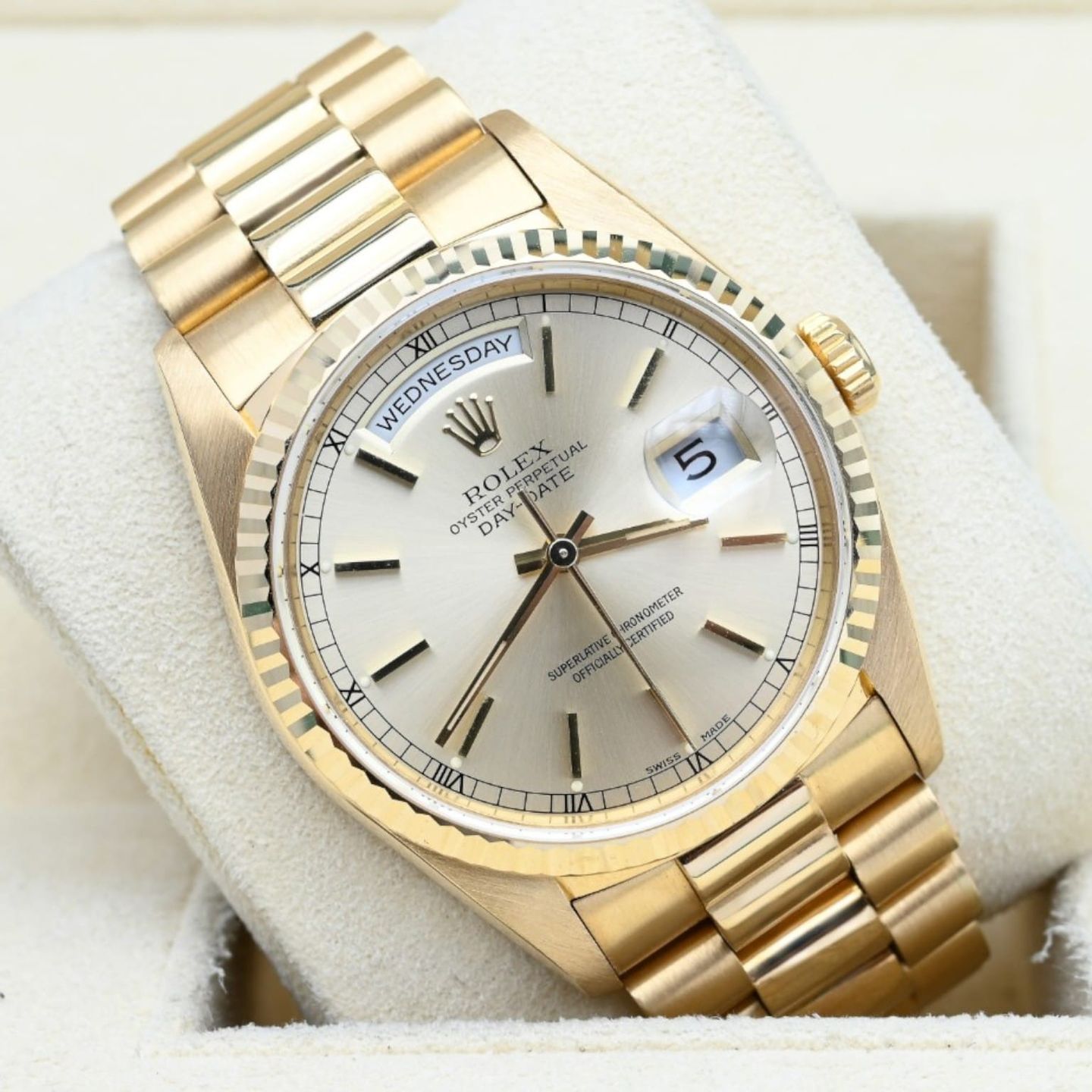 Rolex Day-Date 36 18238 (1989) - Champagne dial 36 mm Yellow Gold case (1/7)