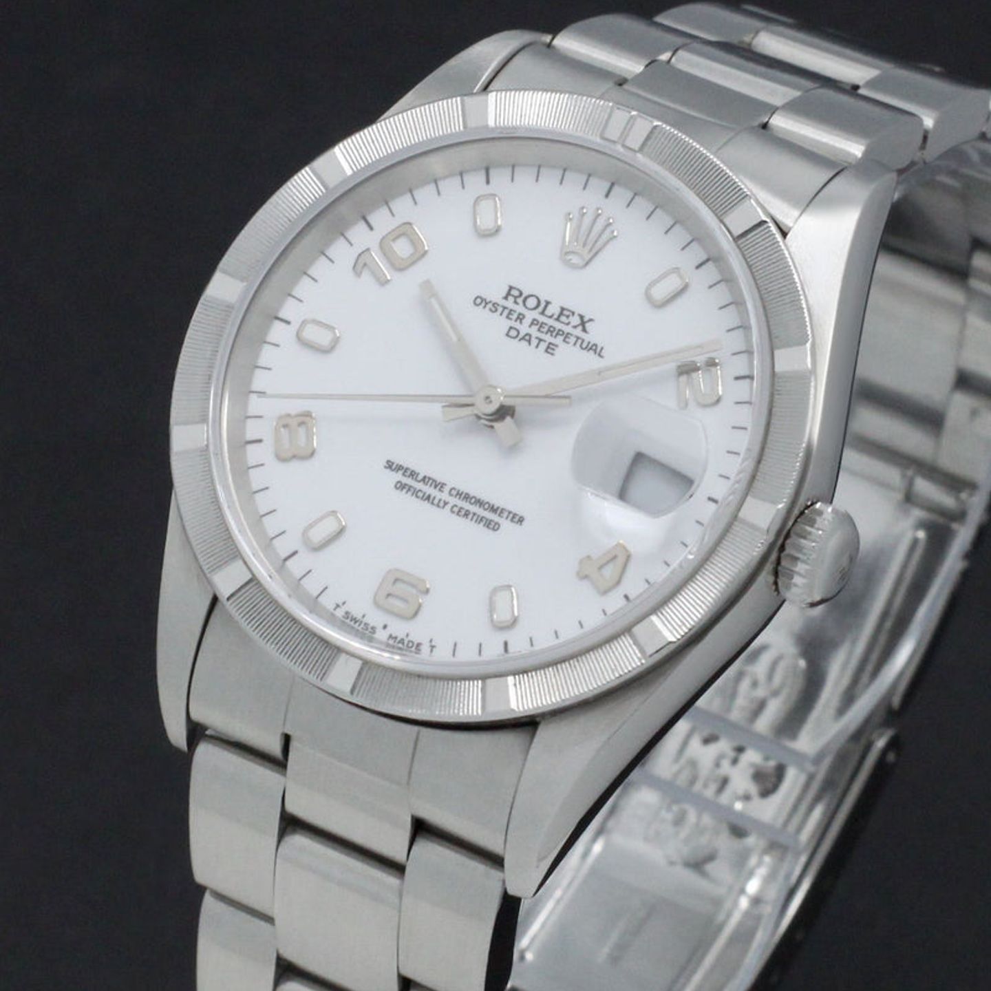 Rolex Oyster Perpetual Date 15210 (2003) - Wit wijzerplaat 34mm Staal (7/8)