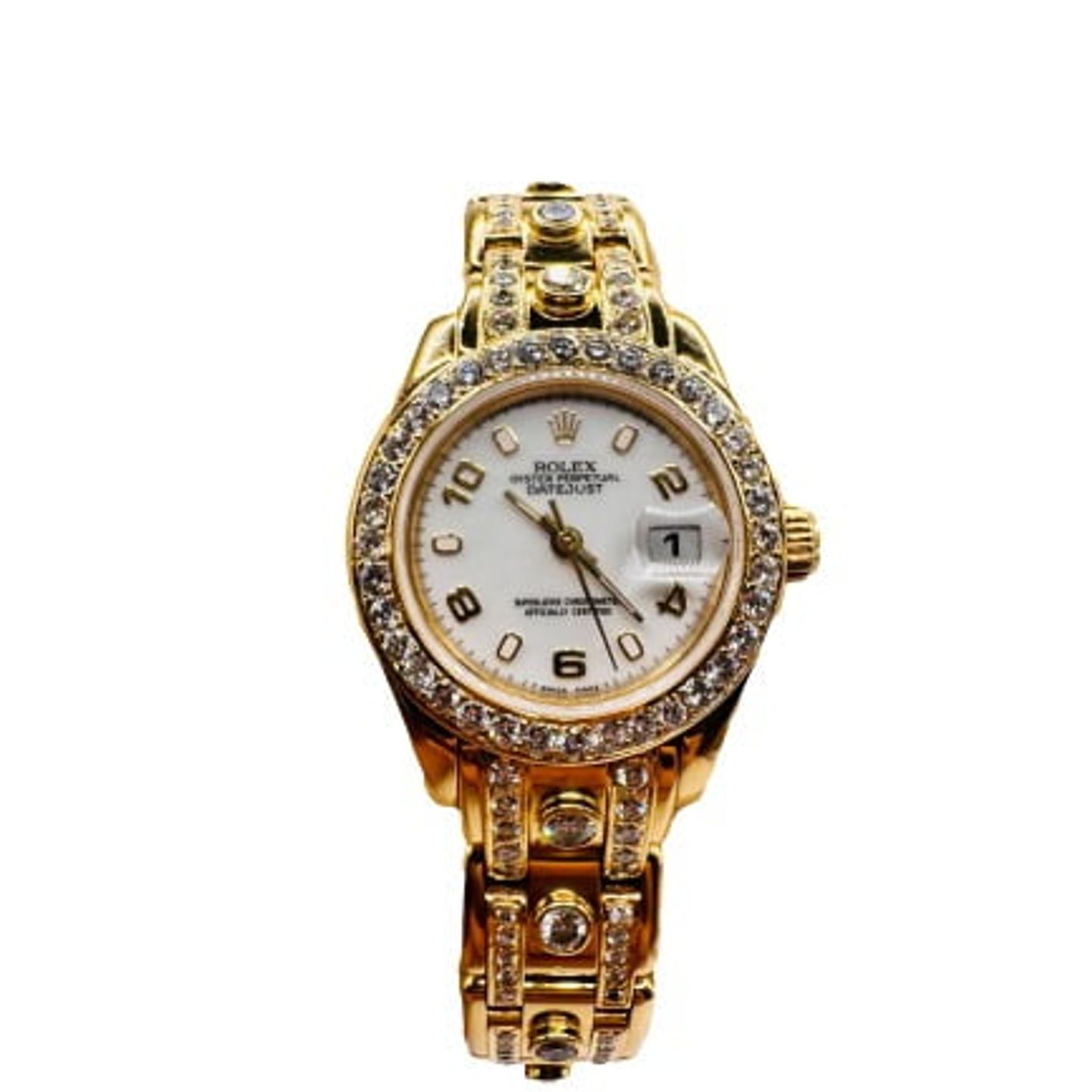 Rolex Lady-Datejust Pearlmaster 80298 (Onbekend (willekeurig serienummer)) - Parelmoer wijzerplaat 29mm Geelgoud (1/6)