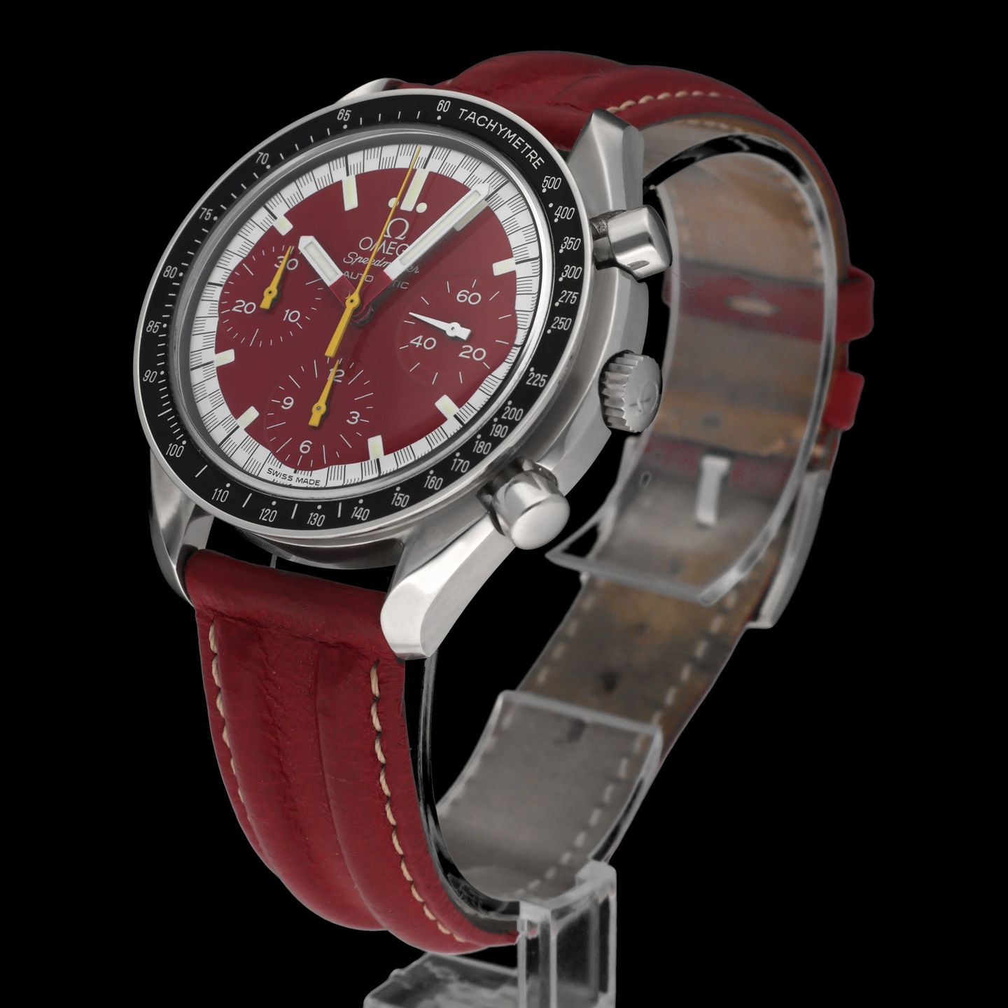 Omega Speedmaster Reduced 3810.61.41 (1998) - Red dial 39 mm Steel case (5/8)