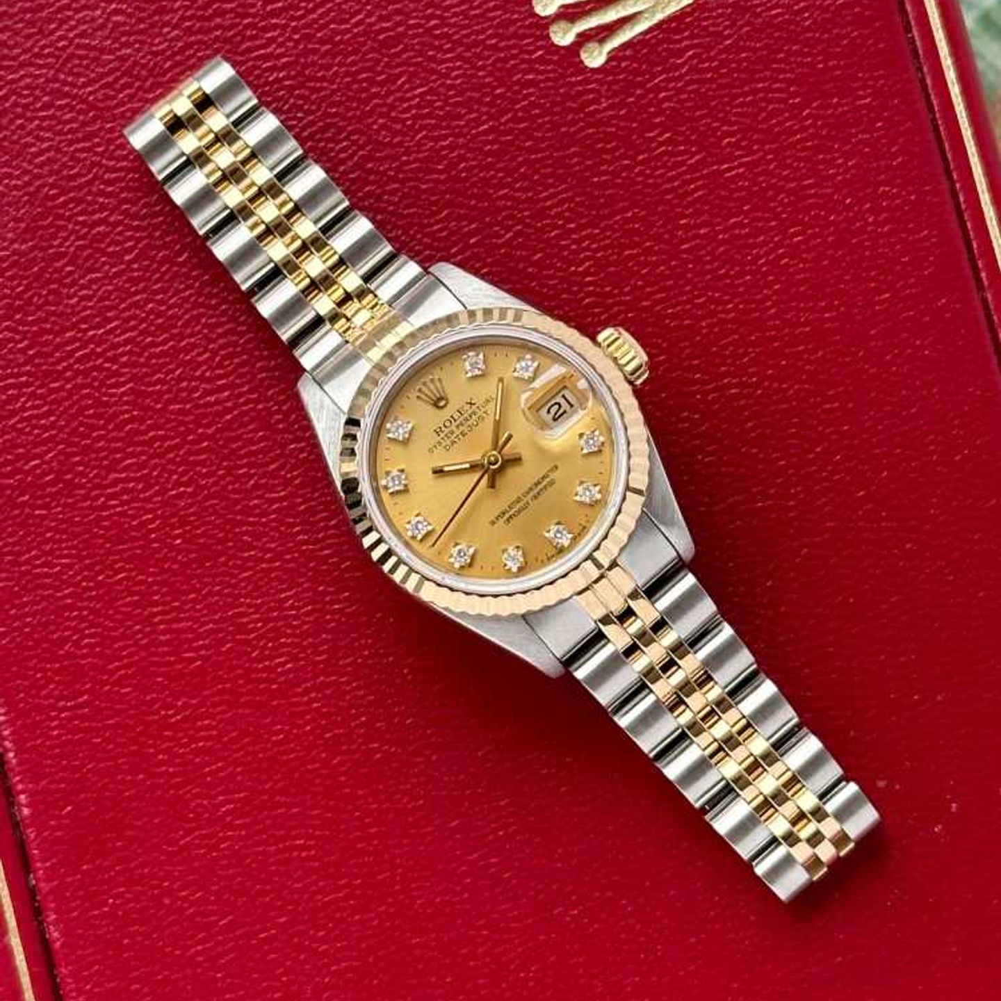 Rolex Lady-Datejust 69173G (1986) - Gold dial 26 mm Gold/Steel case (2/8)