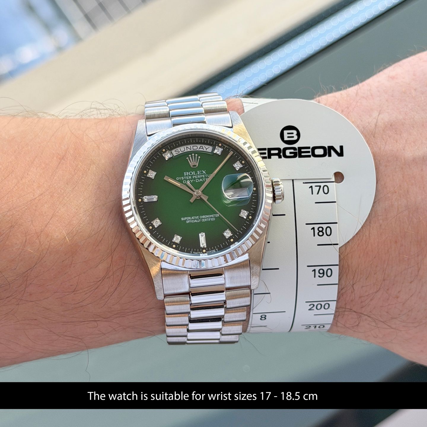 Rolex Day-Date 36 18239 (1993) - Groen wijzerplaat 36mm Witgoud (2/8)