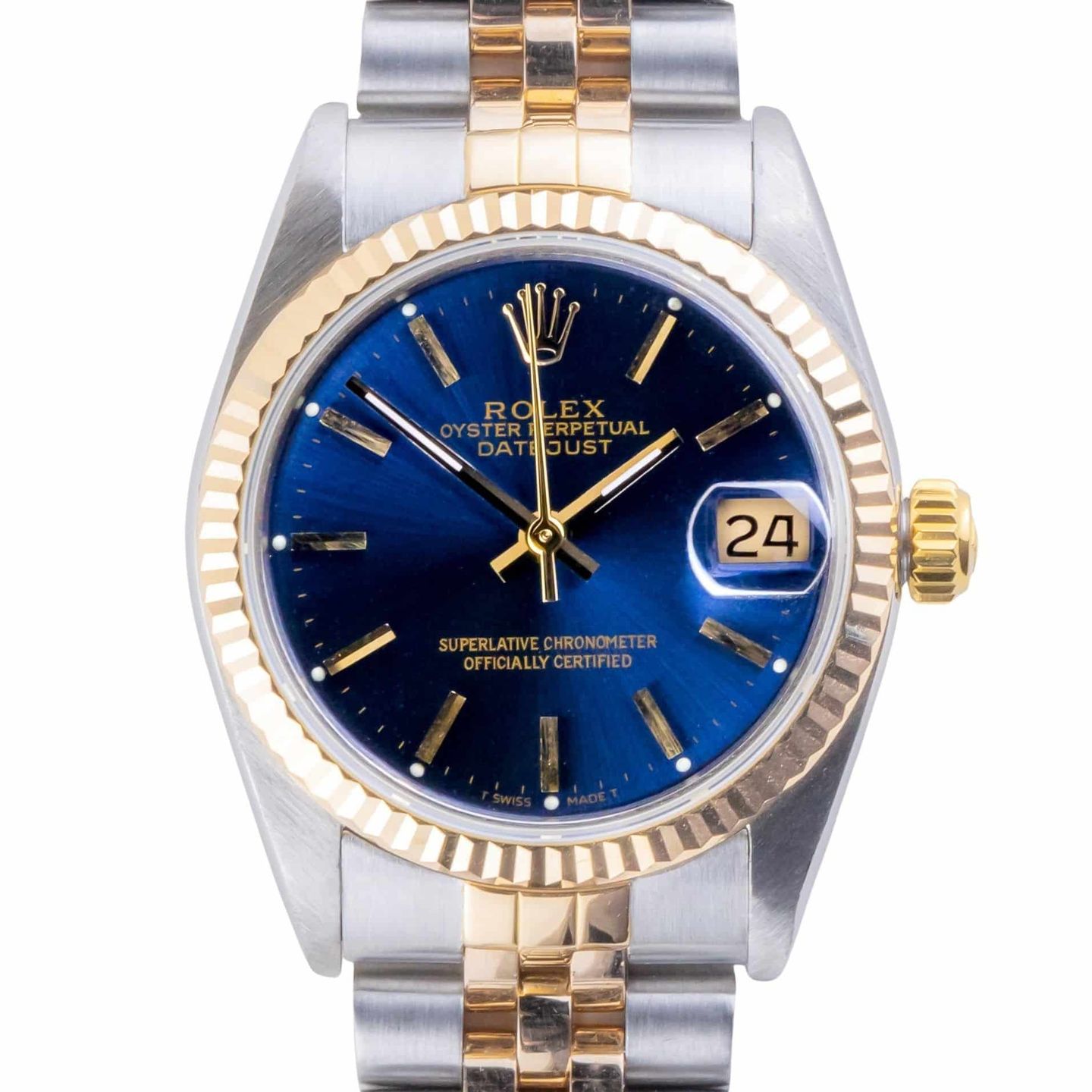 Rolex Datejust 31 68273 (1991) - Blue dial 31 mm Gold/Steel case (3/8)