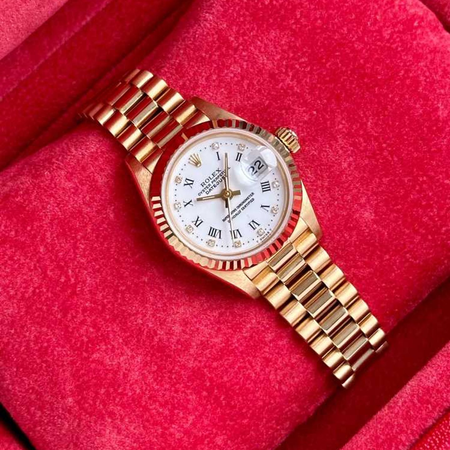 Rolex Lady-Datejust 69178 (1987) - White dial 26 mm Yellow Gold case (3/8)