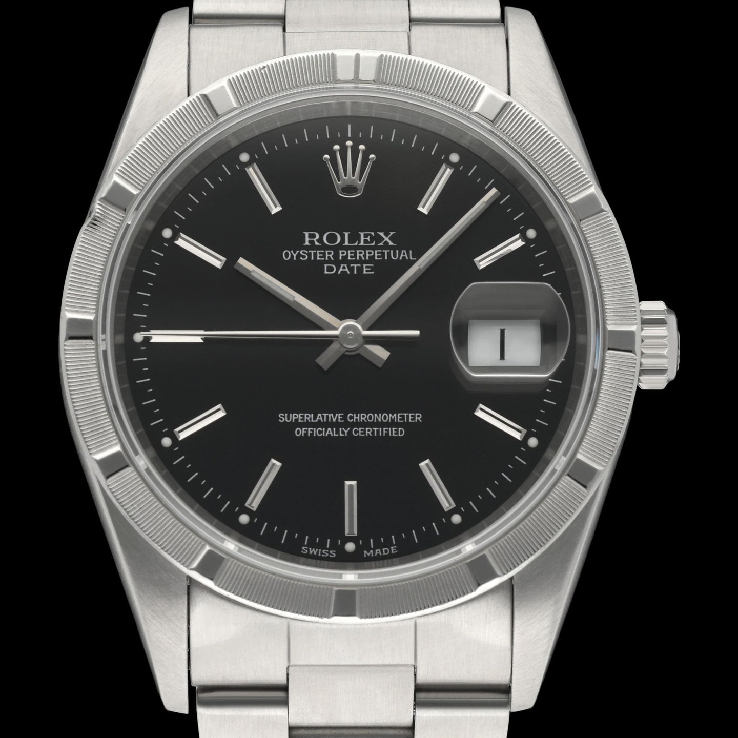 Rolex Oyster Perpetual Date 15210 (1999) - Black dial 34 mm Steel case (1/7)