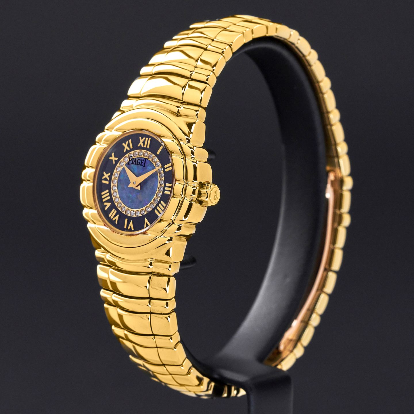 Piaget Tanagra 16031M401D (1996) - Blue dial 25 mm Yellow Gold case (4/8)