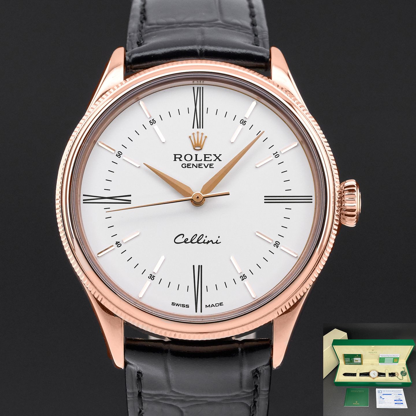 Rolex Cellini Time 50505 (2015) - Silver dial 39 mm Rose Gold case (1/8)