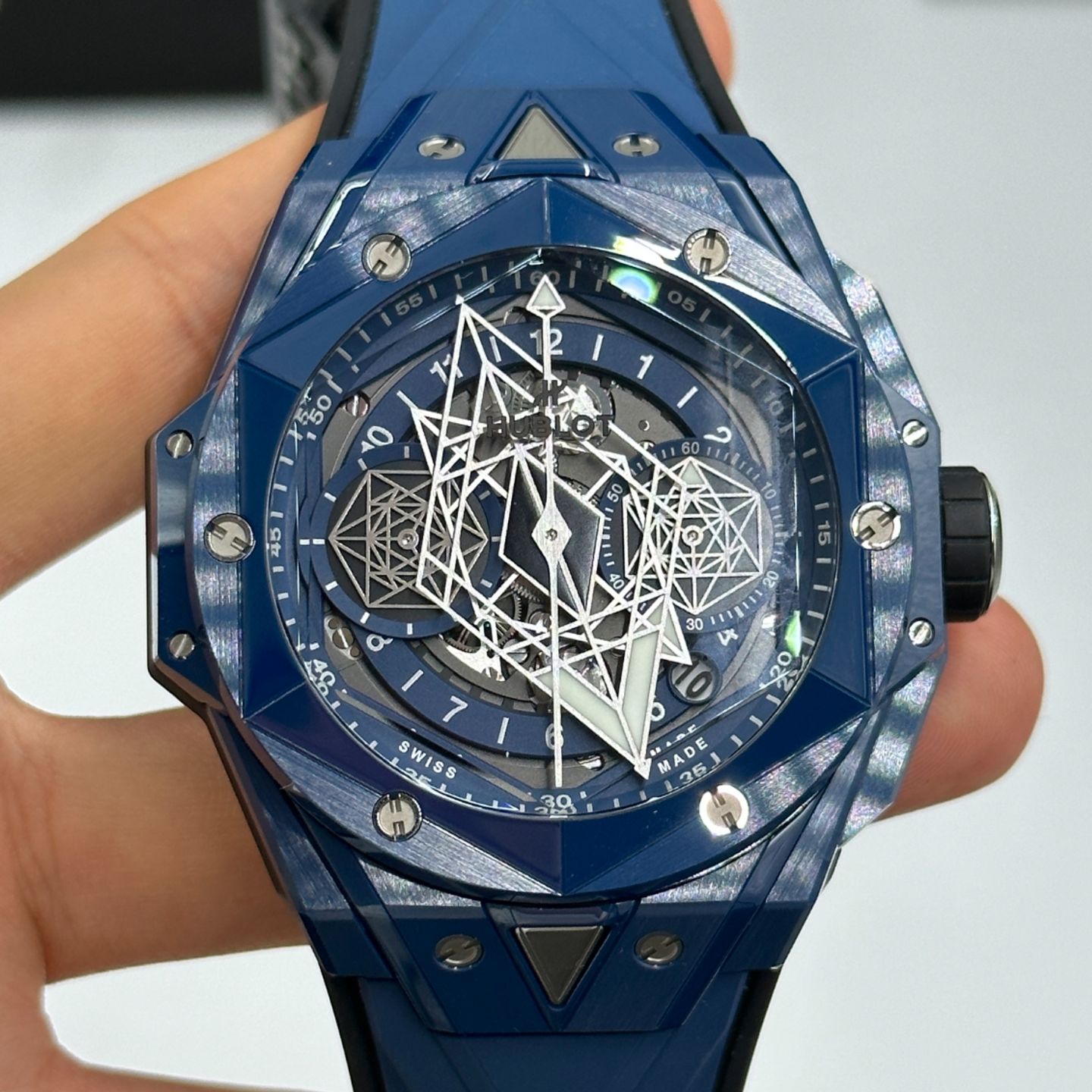 Hublot Big Bang Sang Bleu 418.EX.5107.RX.MXM21 (2024) - Transparant wijzerplaat 45mm Keramiek (1/5)