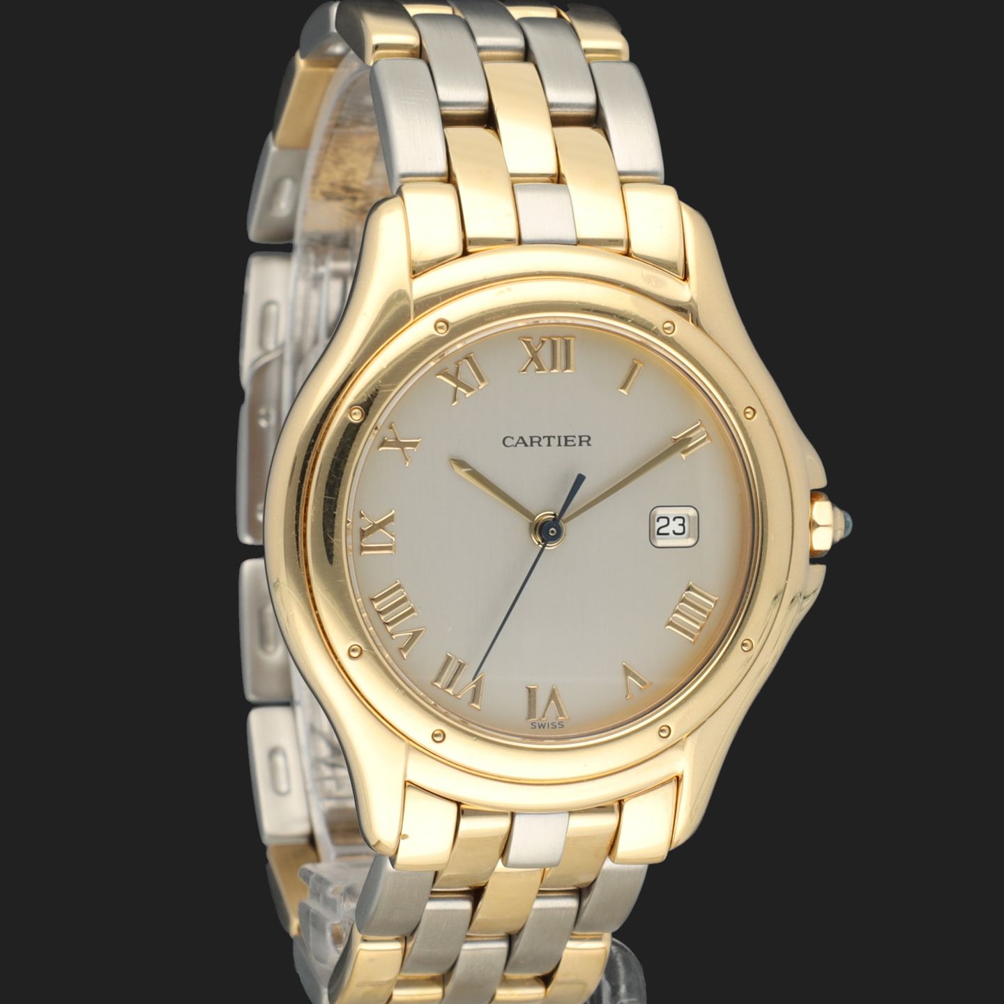 Cartier Cougar 116000R (2007) - Wit wijzerplaat 33mm Geelgoud (4/8)