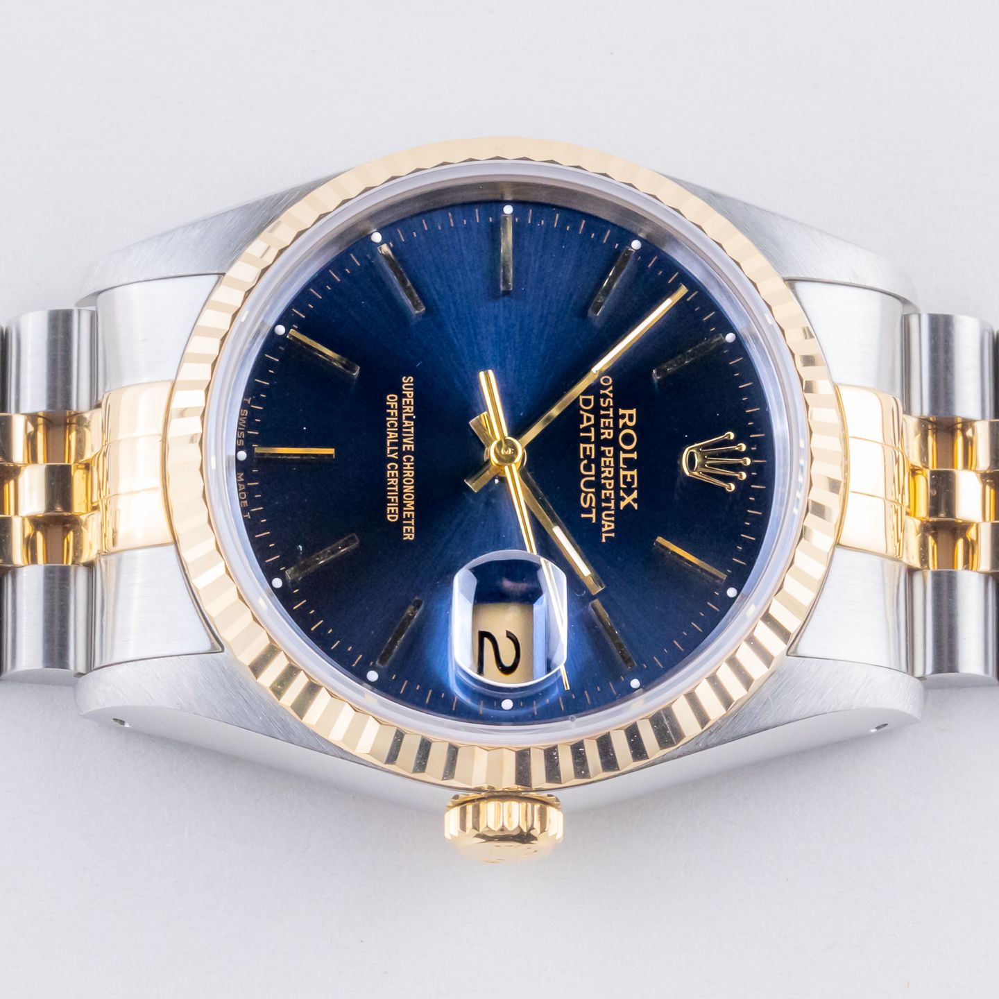 Rolex Datejust 36 16233 (1990) - Blue dial 36 mm Gold/Steel case (5/8)