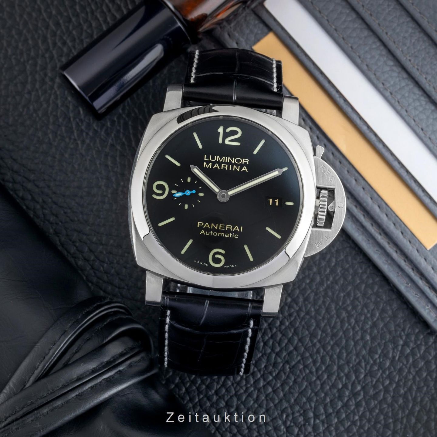 Panerai Luminor Marina 1950 3 Days Automatic PAM01312 (Onbekend (willekeurig serienummer)) - Zwart wijzerplaat 44mm Staal (3/8)