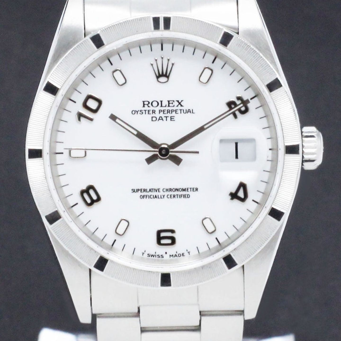 Rolex Oyster Perpetual Date 15210 (2003) - Wit wijzerplaat 34mm Staal (1/8)
