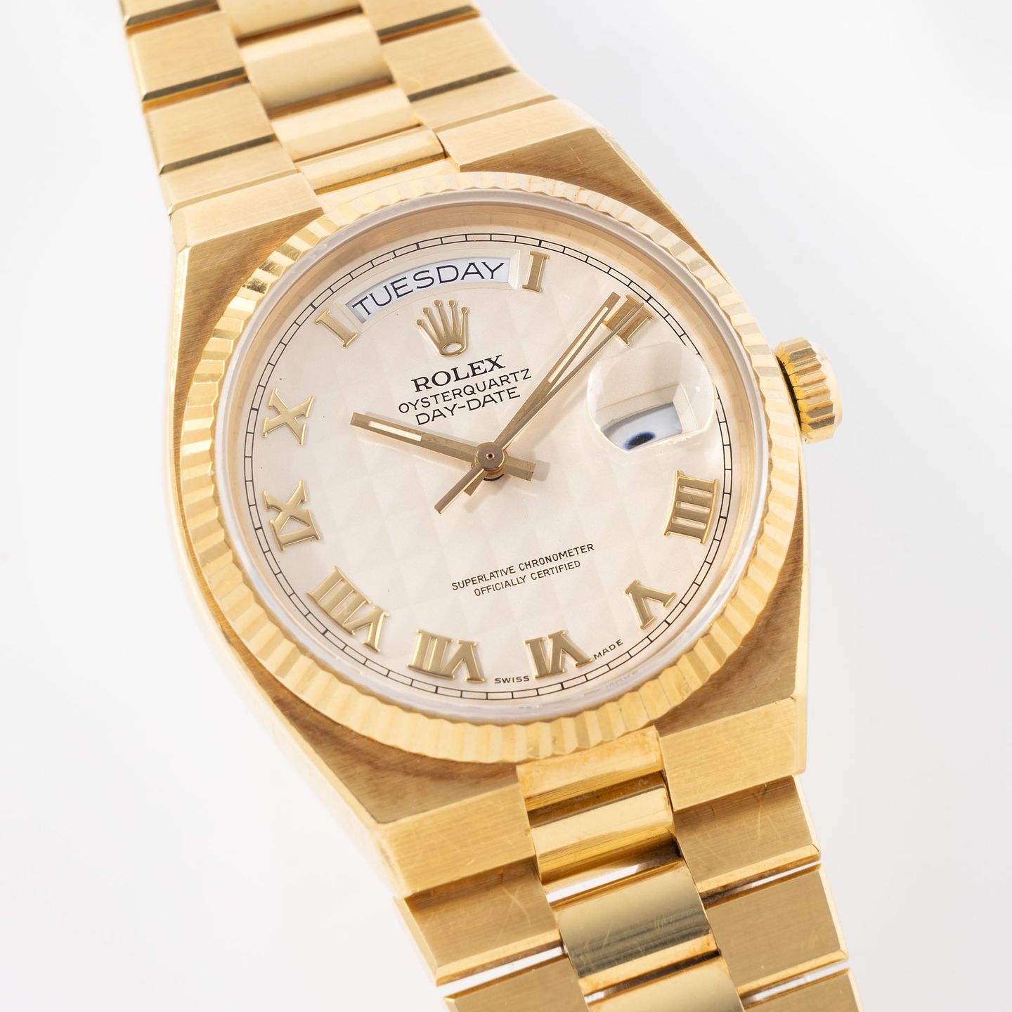 Rolex Day-Date Oysterquartz 19018 (1901) - Wit wijzerplaat 36mm Geelgoud (3/8)