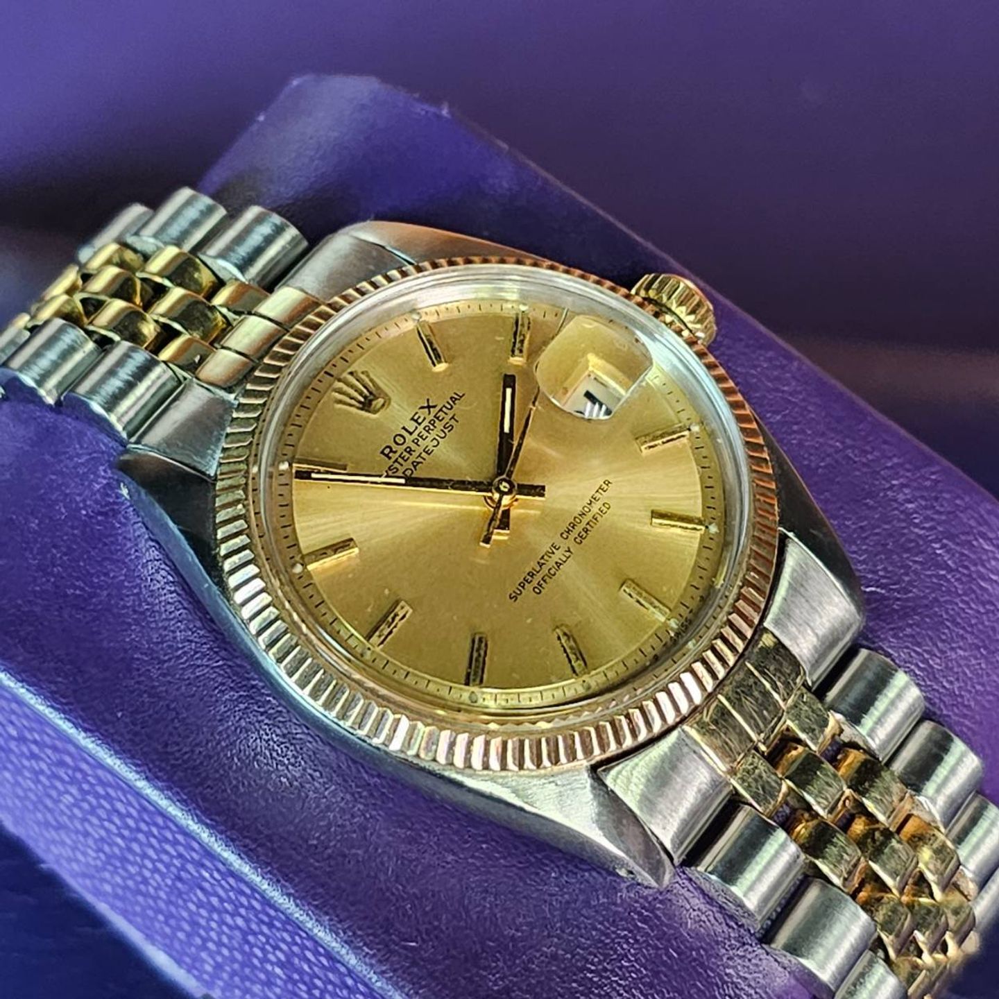 Rolex Datejust 1601 (1968) - Champagne dial 36 mm Gold/Steel case (1/5)