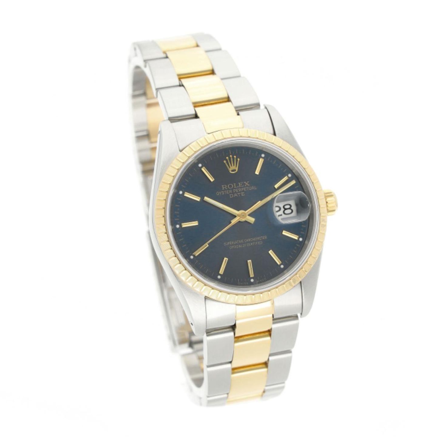 Rolex Oyster Perpetual Date 15223 (1990) - Blue dial 34 mm Gold/Steel case (3/5)