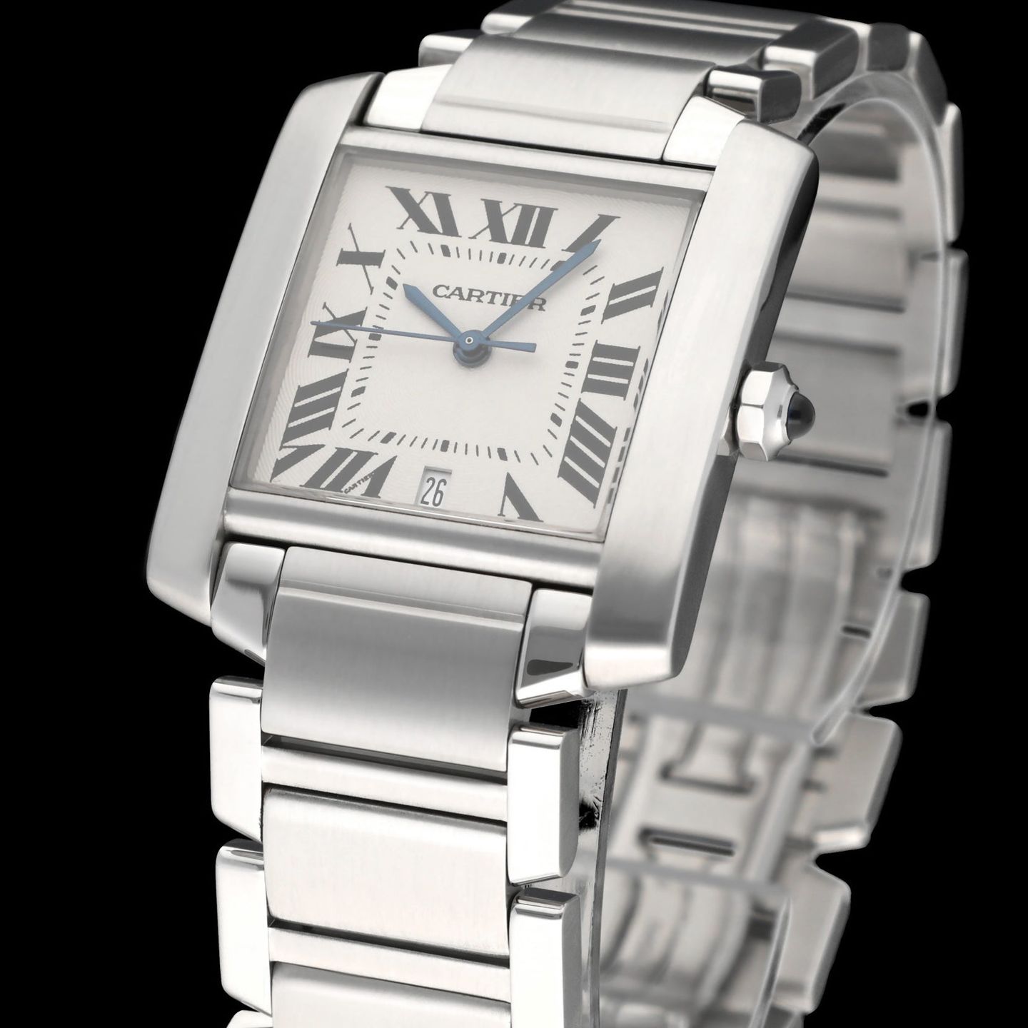 Cartier Tank Française 2302 (1998) - Silver dial 28 mm Steel case (7/8)