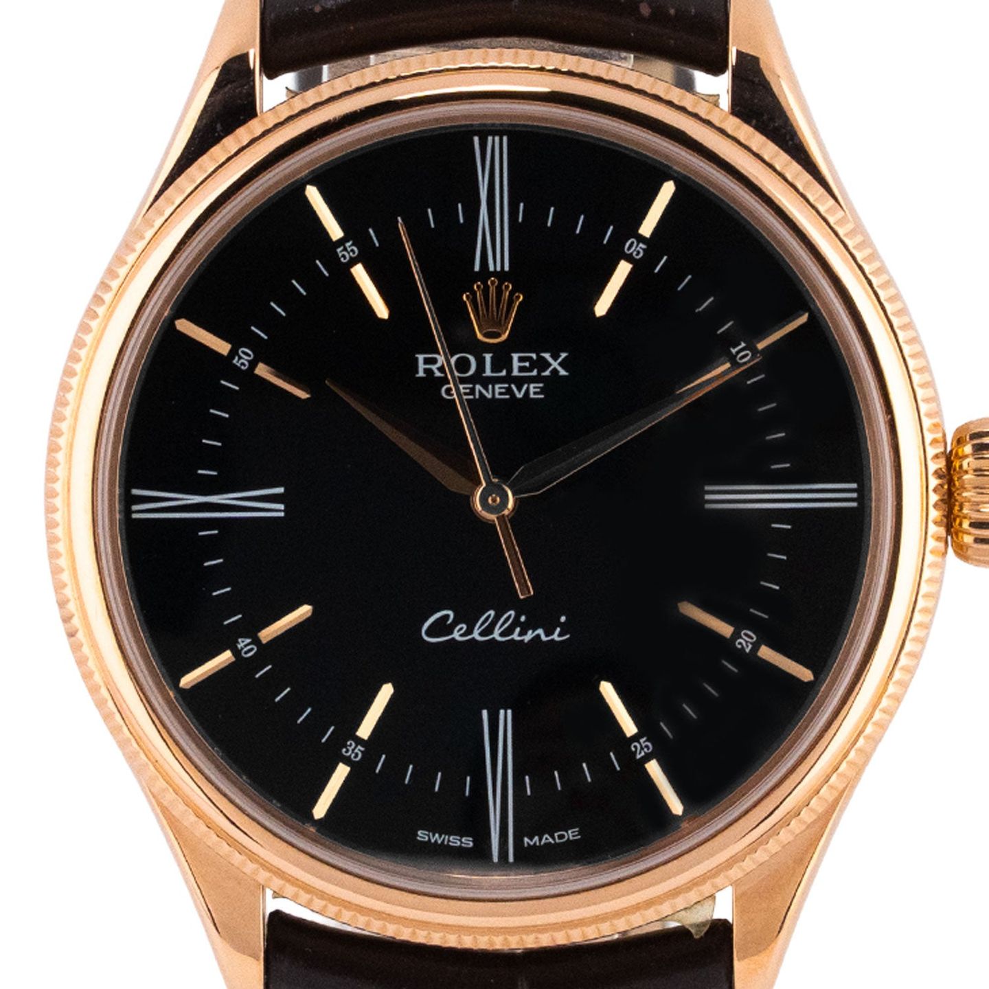 Rolex Cellini Time 50505 (2017) - Black dial 39 mm Rose Gold case (2/8)