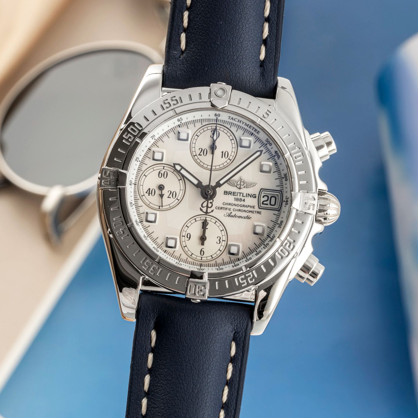 Breitling Chrono Cockpit A13357 (2005) - Zilver wijzerplaat 39mm Staal (3/8)