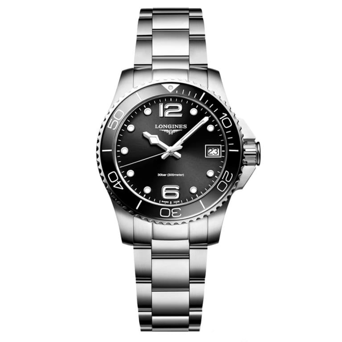 Longines HydroConquest L3.370.4.56.6 (2024) - Zwart wijzerplaat 32mm Staal (1/1)