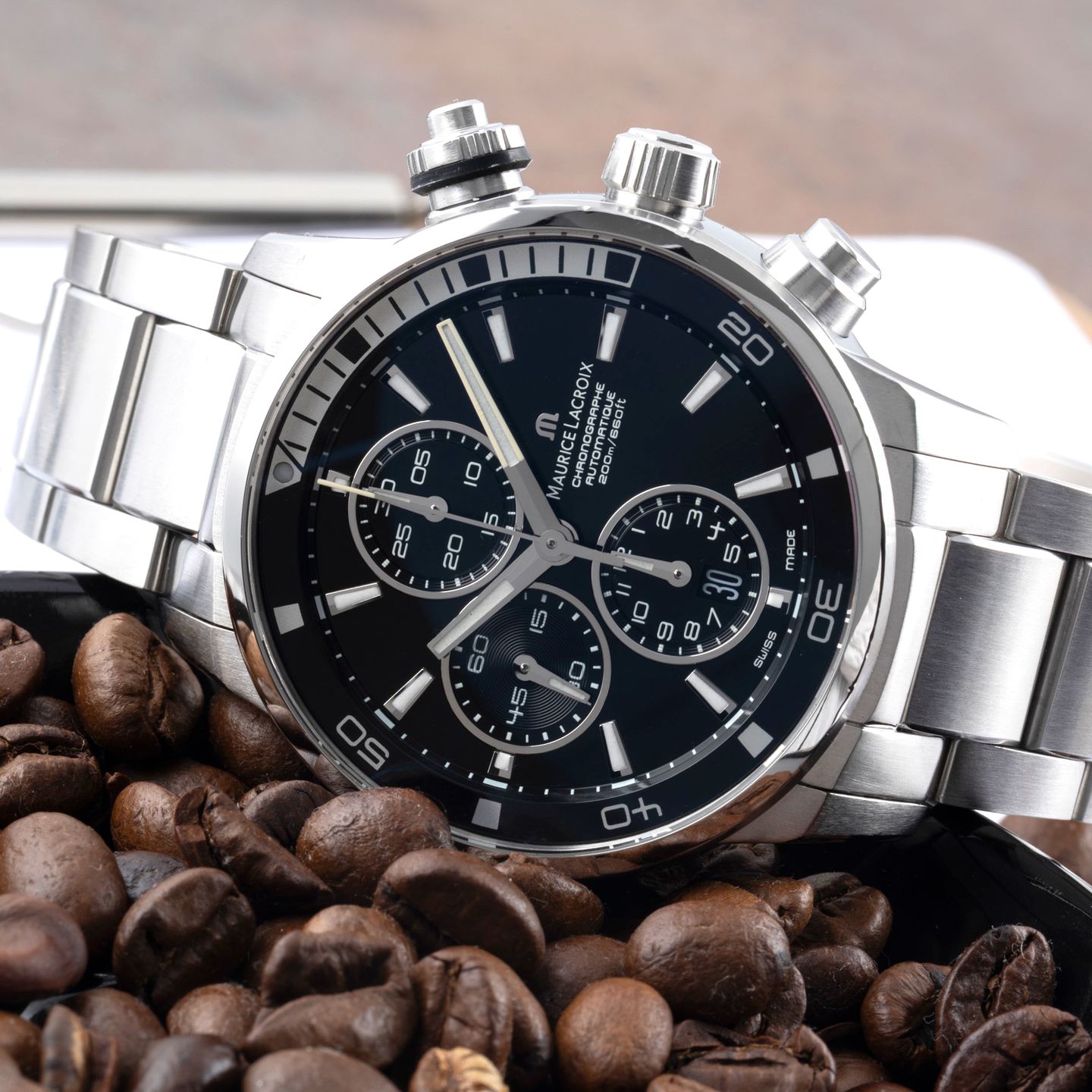 Maurice Lacroix Pontos S PT6008-SS002-330-1 (Onbekend (willekeurig serienummer)) - Zwart wijzerplaat 43mm Staal (2/8)