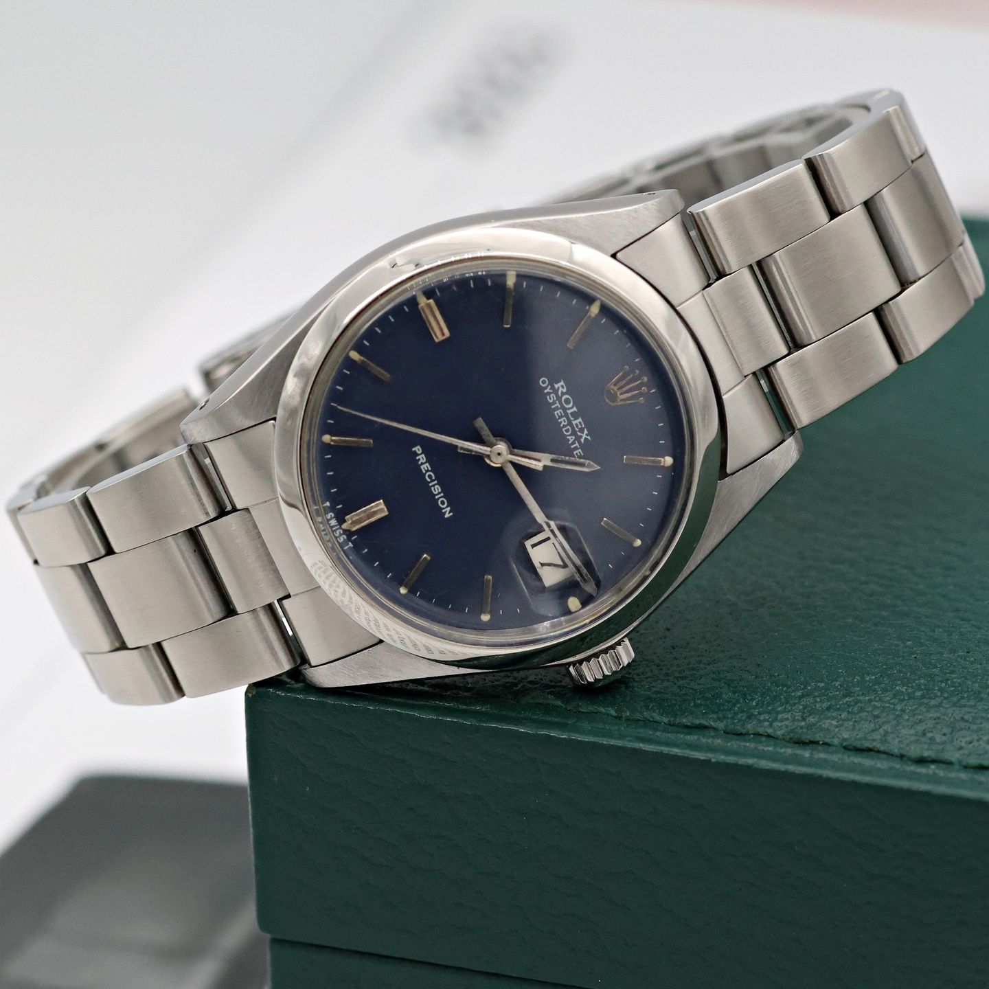 Rolex Oyster Precision 6694 (Unknown (random serial)) - Blue dial 34 mm Steel case (4/8)