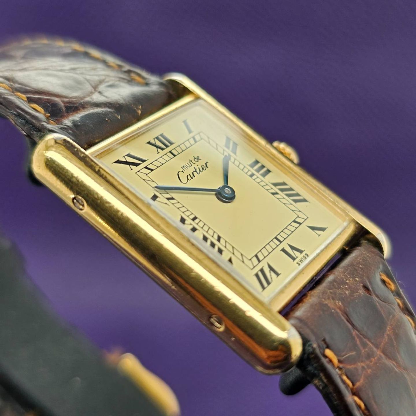 Cartier Tank Vermeil Unknown (1990) - Yellow dial 30 mm Silver case (2/5)