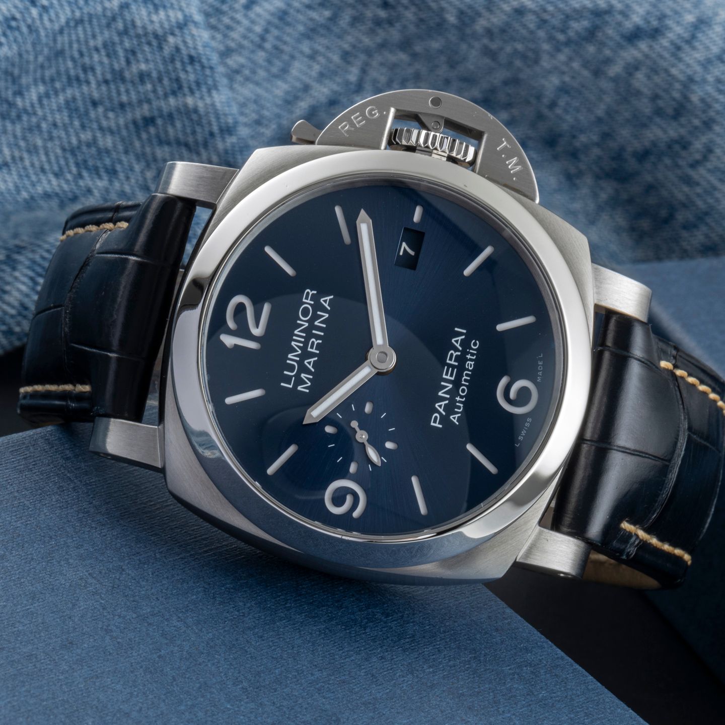 Panerai Luminor Marina PAM01313 (Unknown (random serial)) - Blue dial 44 mm Steel case (2/8)