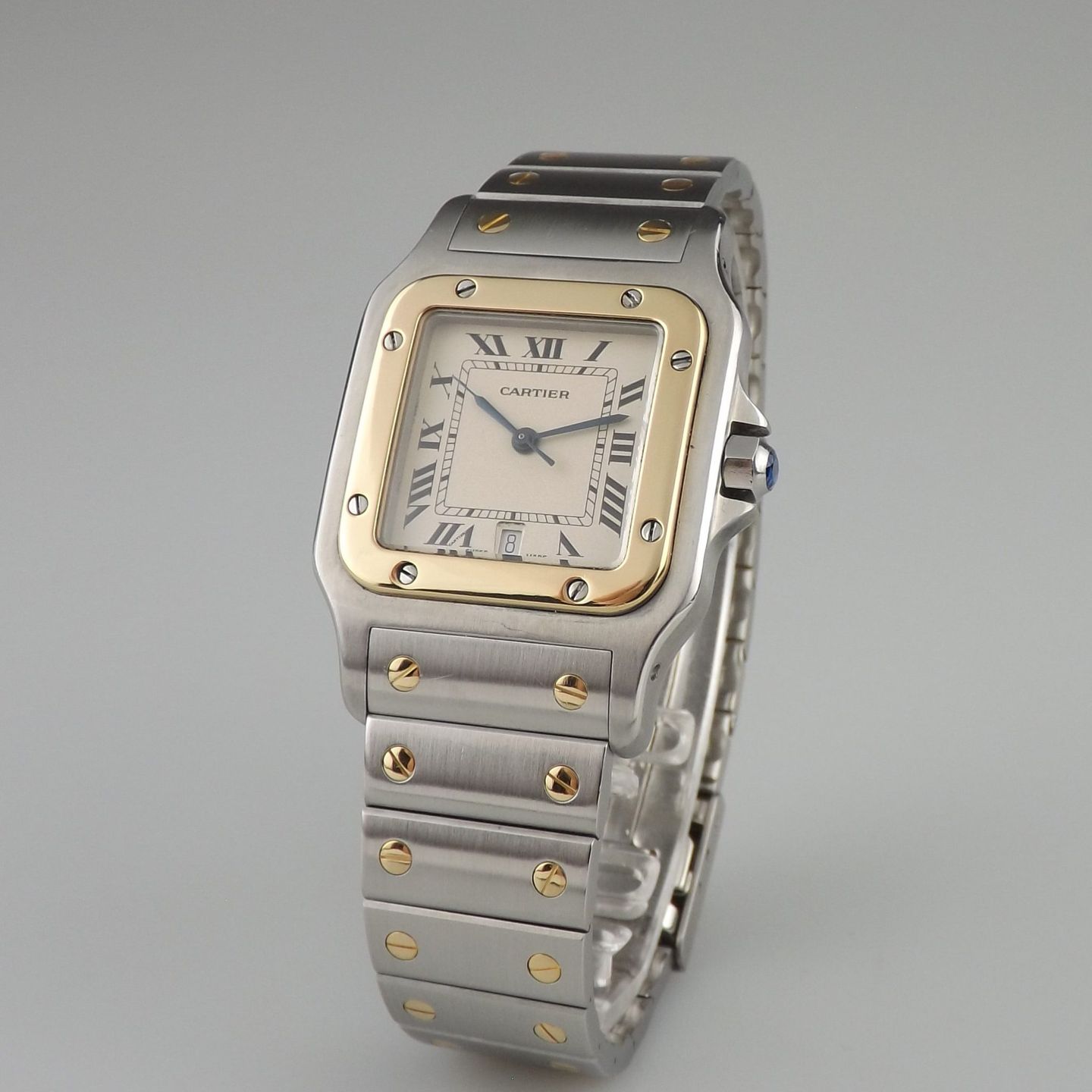 Cartier Santos Galbée 187901 (Unknown (random serial)) - Silver dial 29 mm Gold/Steel case (1/8)