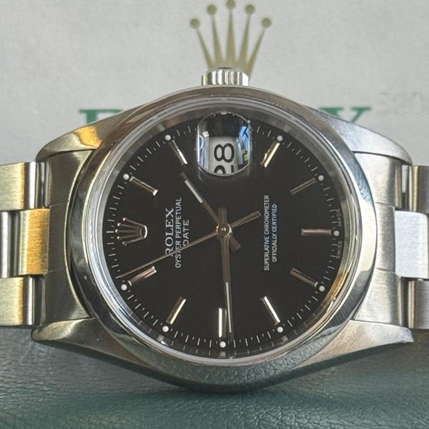 Rolex Oyster Perpetual Date 15200 (2004) - Black dial 34 mm Steel case (1/6)