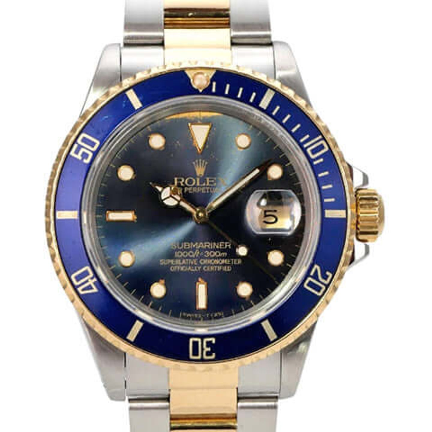Rolex Submariner Date 16803 (1986) - Blue dial 40 mm Gold/Steel case (1/8)