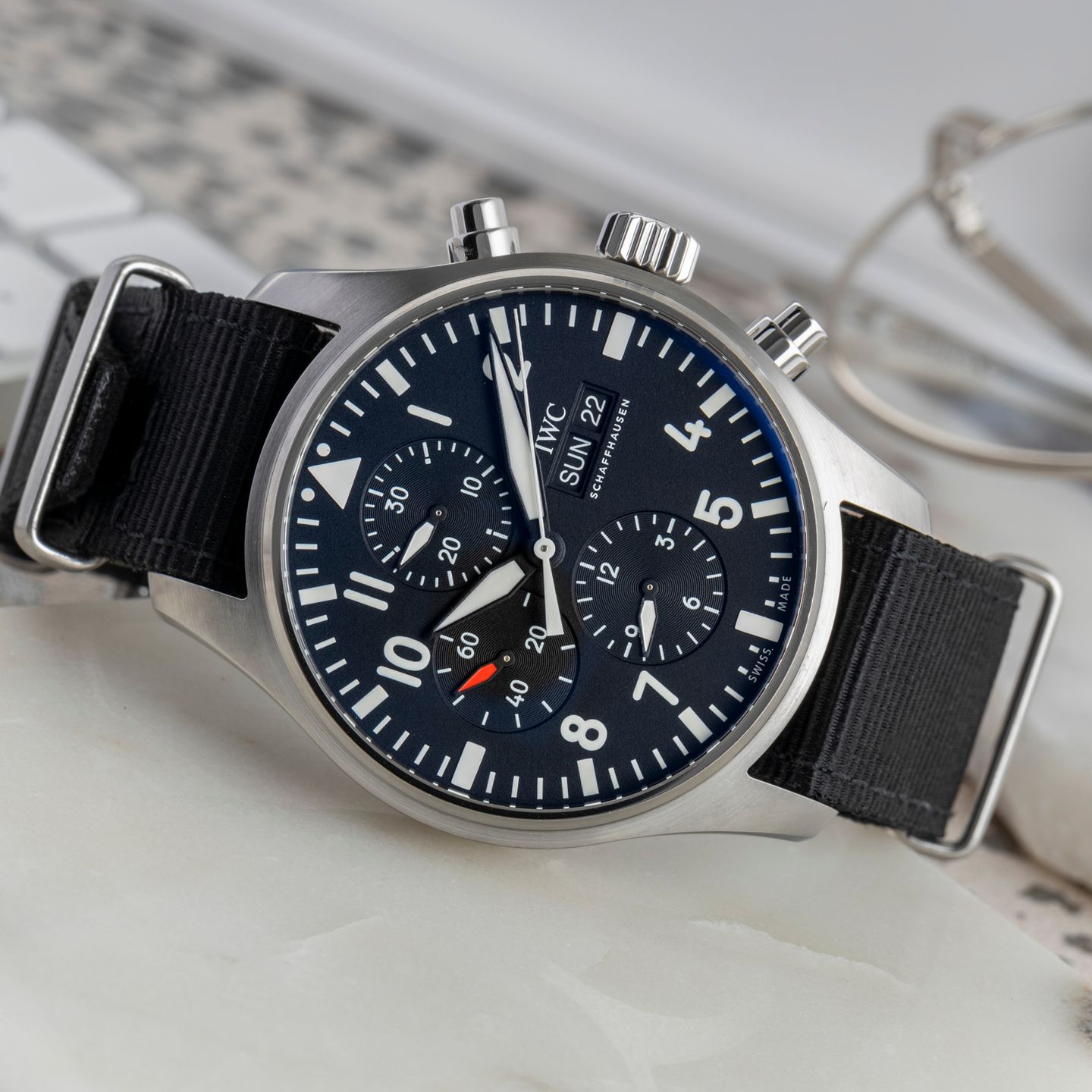 IWC Pilot Chronograph IW377709 (Unknown (random serial)) - Black dial 43 mm Steel case (2/8)