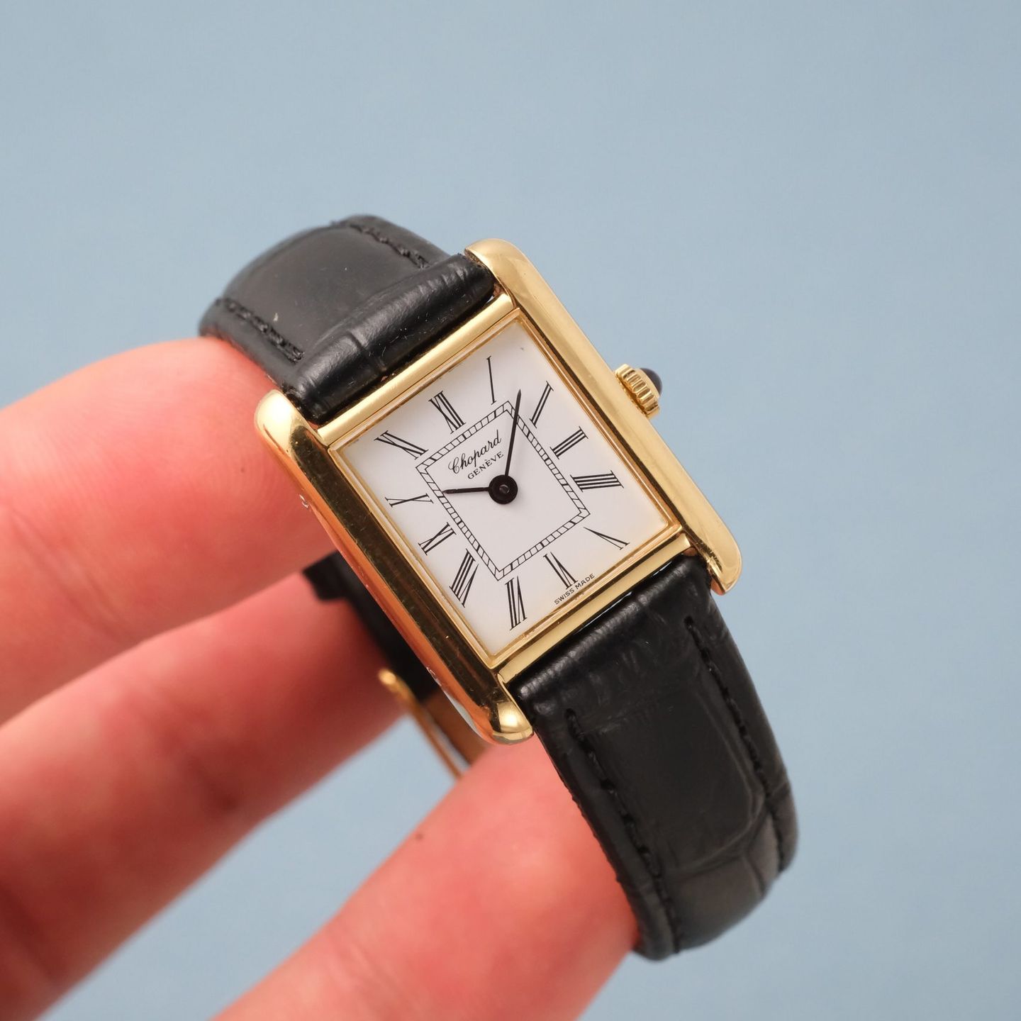 Chopard Tank 5054 (1985) - White dial 20 mm Yellow Gold case (8/8)