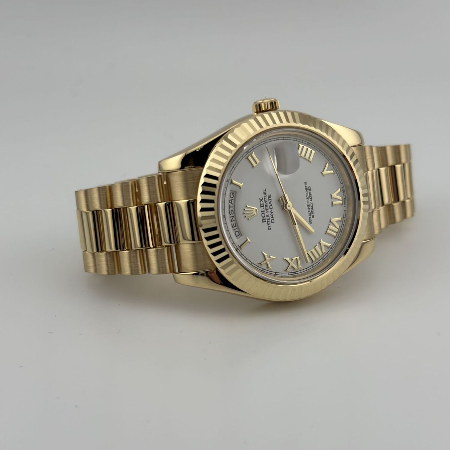 Rolex Day-Date II 218238 (2009) - White dial 41 mm Yellow Gold case (6/8)