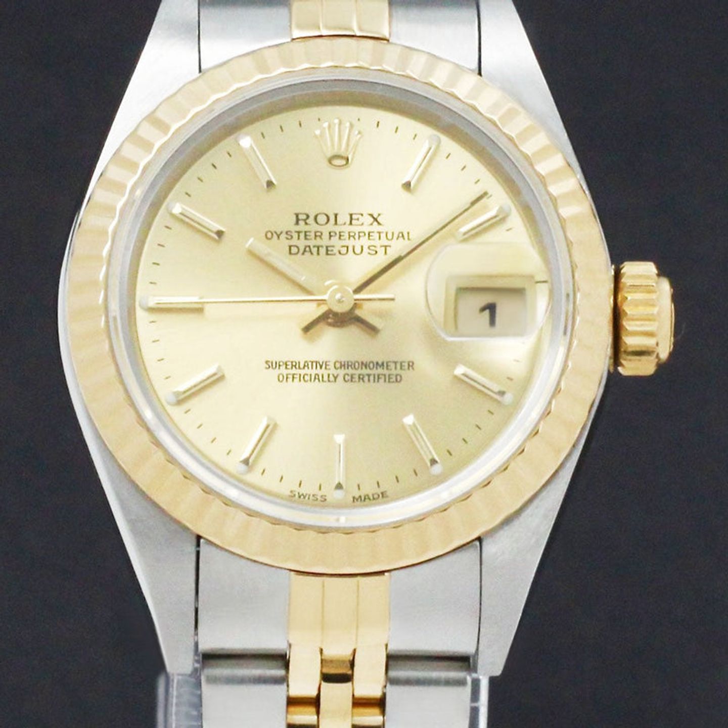 Rolex Lady-Datejust 79173 (2001) - Gold dial 26 mm Gold/Steel case (1/7)