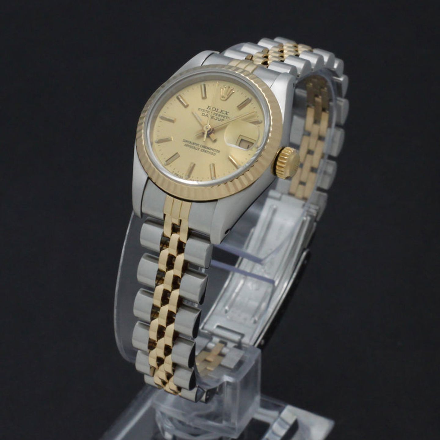 Rolex Lady-Datejust 69173 (1987) - Gold dial 26 mm Gold/Steel case (5/7)