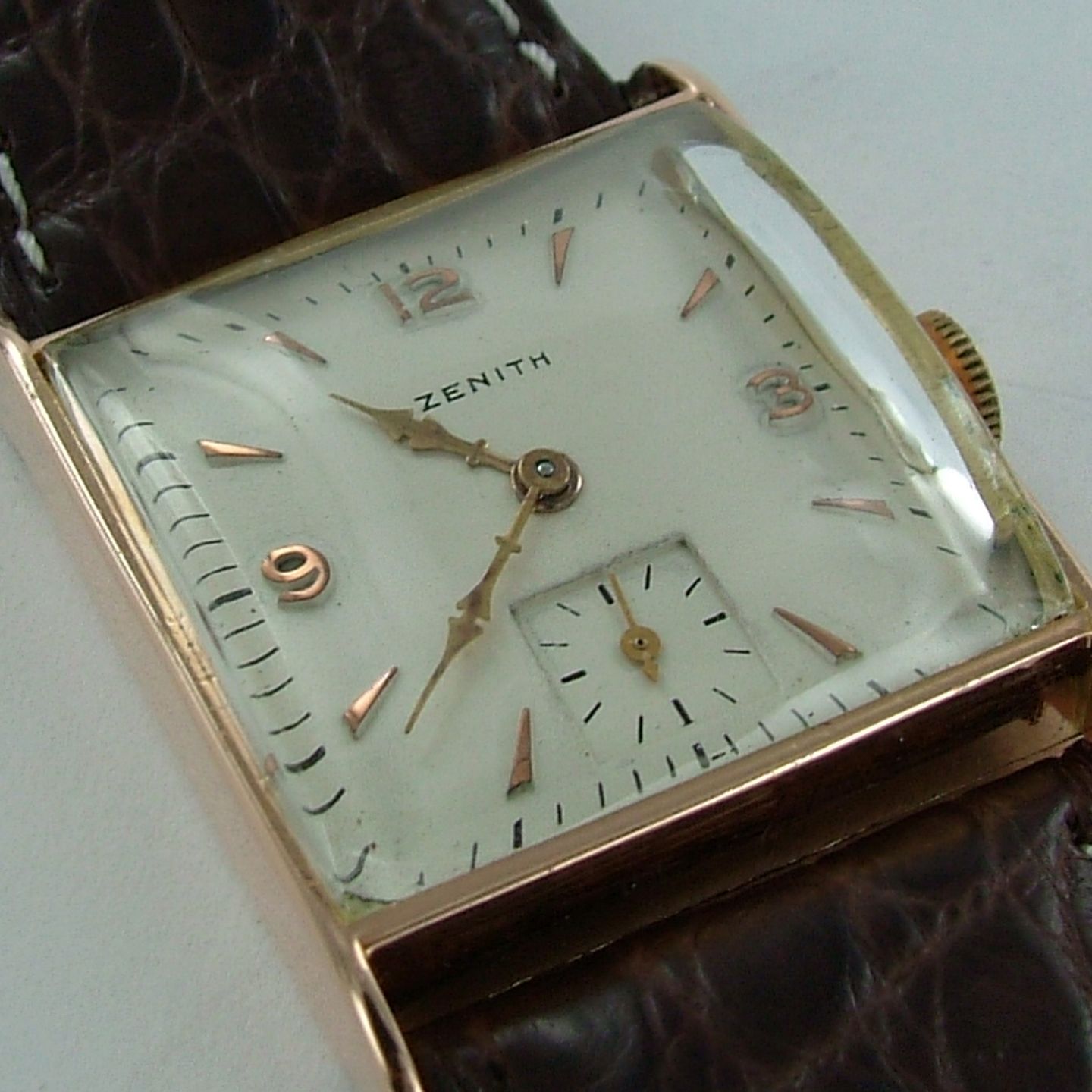 Zenith Vintage - (Onbekend (willekeurig serienummer)) - Wit wijzerplaat 25mm Geelgoud (6/7)