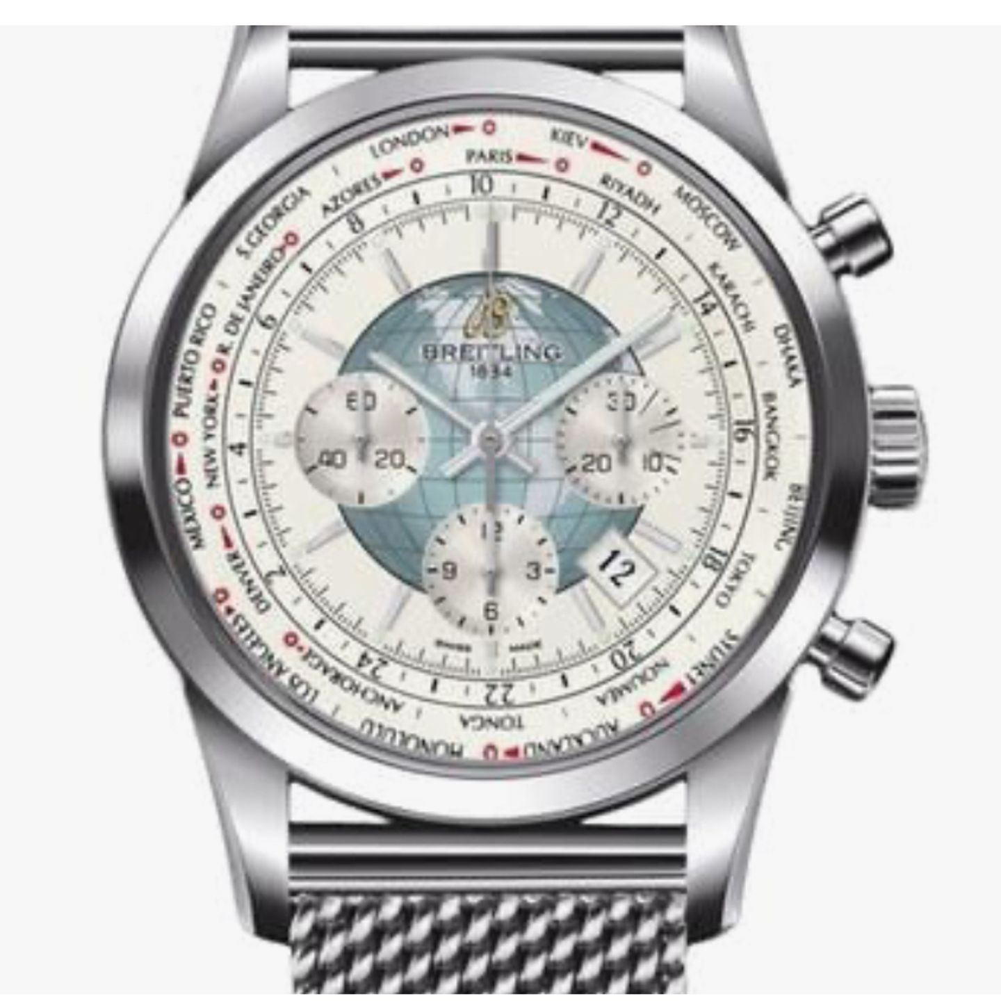 Breitling Transocean Chronograph Unitime AB0510U0/A732/152A (2024) - Wit wijzerplaat 46mm Staal (1/1)