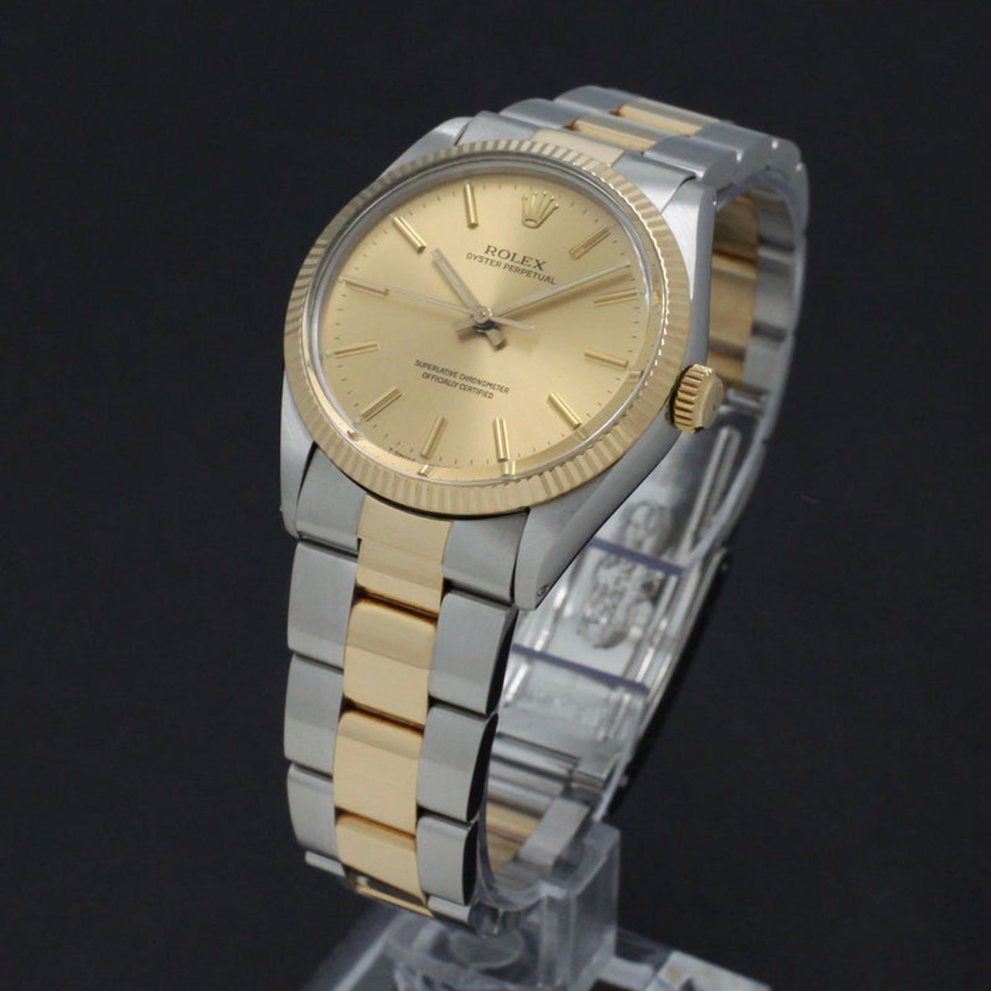 Rolex Oyster Perpetual 1005 (1988) - Goud wijzerplaat 34mm Goud/Staal (4/7)