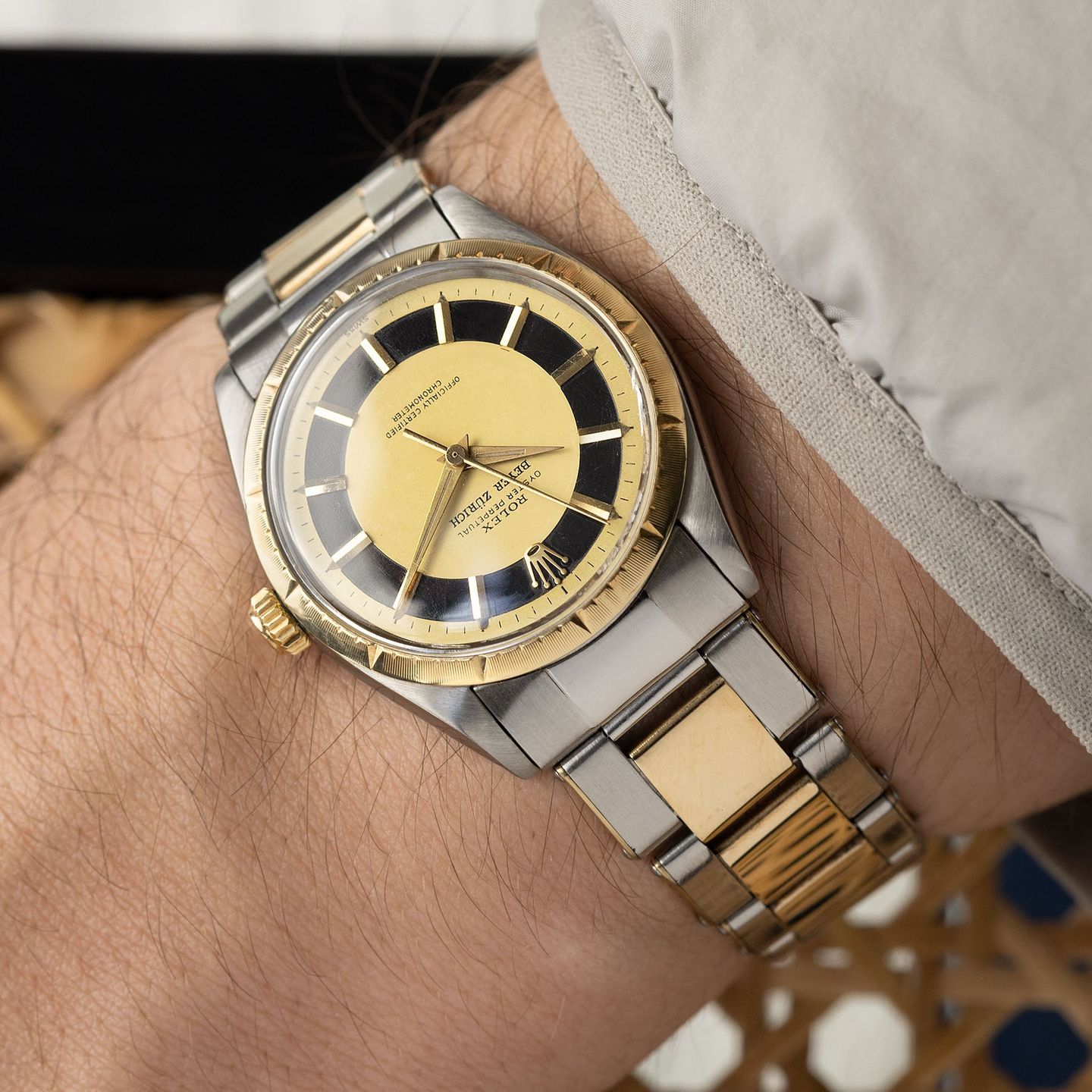 Rolex Oyster Perpetual 6582 (1956) - Yellow dial 34 mm Steel case (8/8)