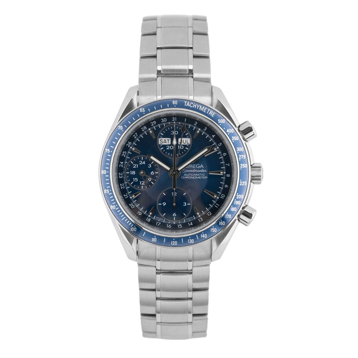 Omega Speedmaster Day Date 3222.80.00 (2008) - Blauw wijzerplaat 40mm Staal (1/6)