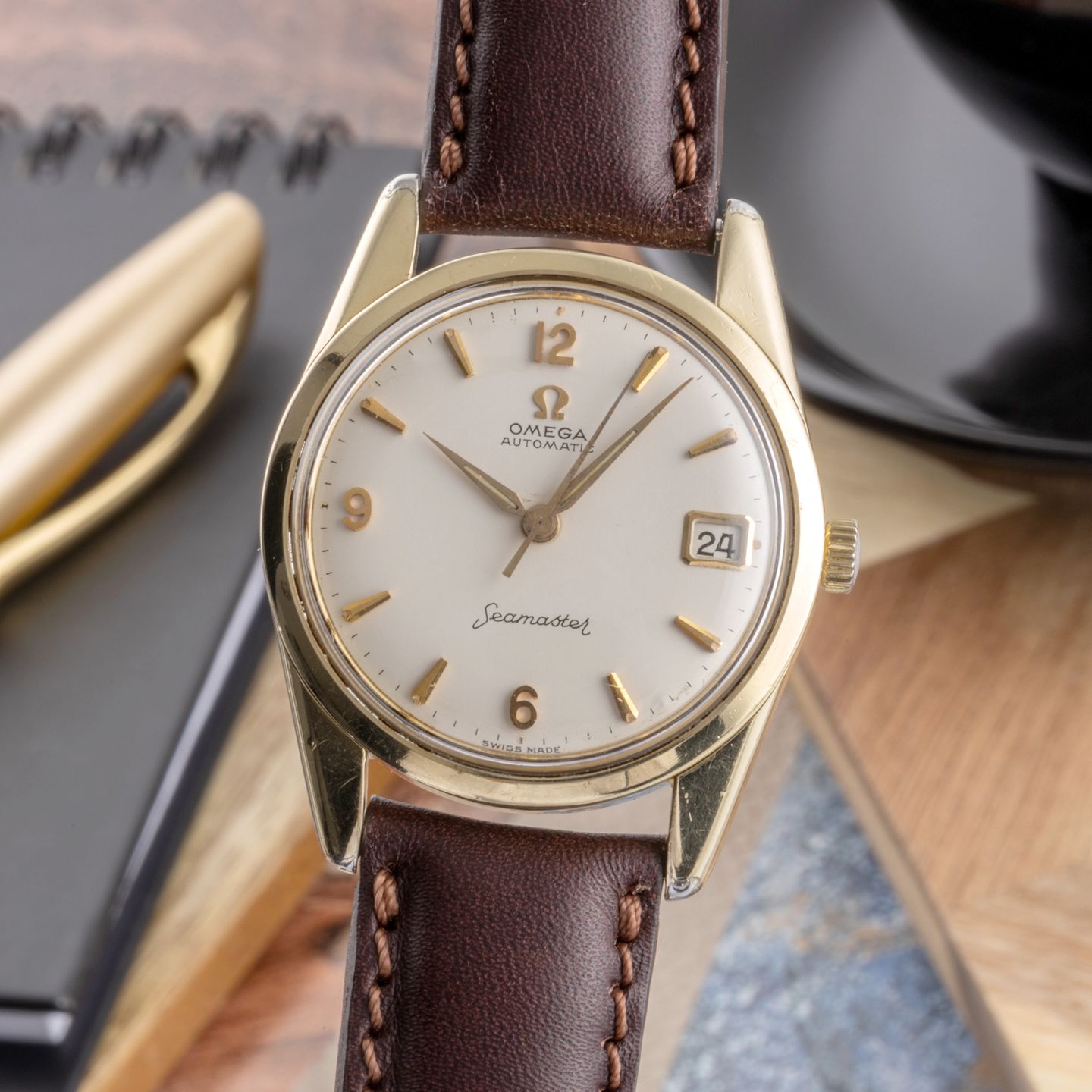 Omega Seamaster 14701 (1960) - Zilver wijzerplaat 34mm Goud/Staal (3/8)